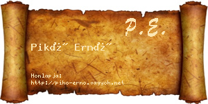 Pikó Ernő névjegykártya